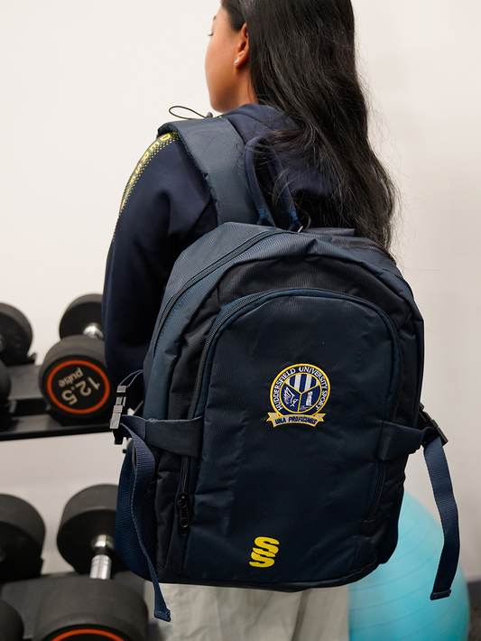 University branded backpack